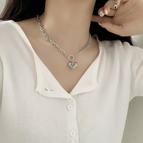 Bohemia Double Heart Pendant Necklaces for Women Geometry Temperament Clavicle Sweater Chain Party Jewelry Goth