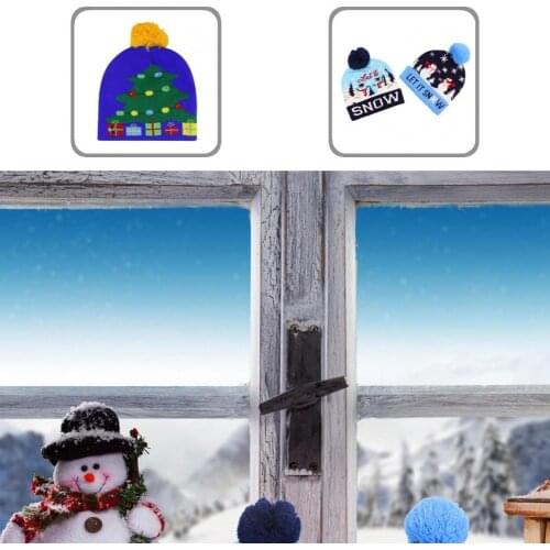 Winter Hat Christmas Elk Popular Lovely Tree Snowman Cartoon Pattern Knitted Hat