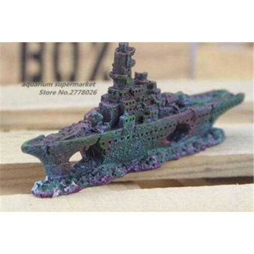 1 piece resin aquarium landscaping ship wreck fish tank ornament cave shipwreck broken boat fish tank decoration