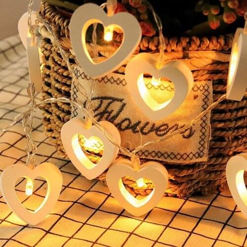 10/20LEDs Wooden Star/Heart/Xmas Tree Flexible Fairy String Lights Bedroom Decor