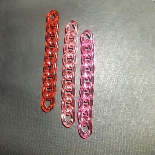 18pcs Tiny Clear Ice Pink Rose Red Acrylic Curb Chain,Top Quality Earring Necklace Tassel, Open Link per Size 17mmx11mm