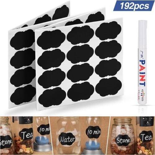 192pcs Spice Stickers Blackboard Kitchen Jam Jar Sticker Removable Storge Bottles Label Stickers Chalkboard Wall Sticker Decor