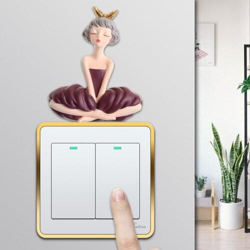 3D Resin Elegant Girl Switch Sticker Cartoon Wall Sticker Decoration Creative Bedroom Household Modern Switch Protective Cover