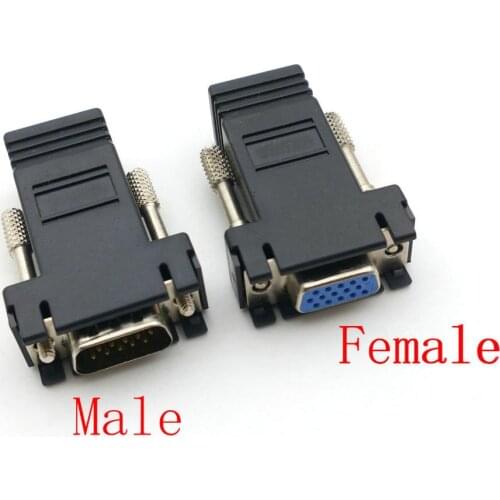 50PCS VGA Extender Female/Male to LAN Video CAT5 CAT6 RJ45 Network Cable Adap CONNECTOR