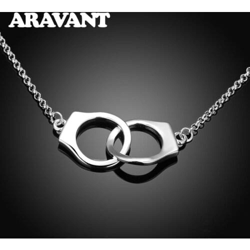 925 Silver Double Round Circle Necklace Chain For Women Fashion Jewelry Gifts