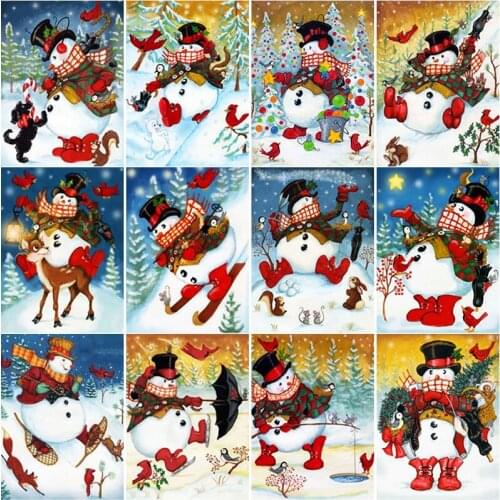 5D DIY Diamond Painting Animal Cross Stitch Snowman Diamond Embroidery Full Square Round Drill Home Decor Manual Christmas Gift