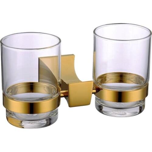 Antique Ti-PVD gold Finish SQUARE DESIGN TUMBLER HOLDER TEECH CUP