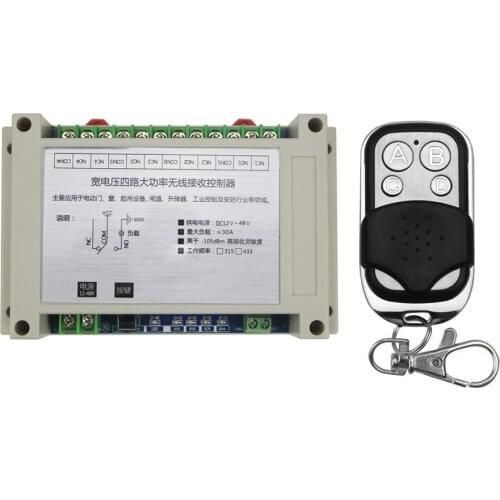 DC12V 24V 36V 48V 4CH 30A RF Wireless Remote Control Relay Switch Security System tubular motor garage door shutters/lamp