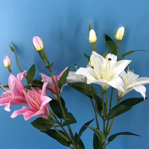 6 Heads/Branch Easter Vivid Artificial Lily Flower Plant Home Wedding Party Decor Nice gift for your friends