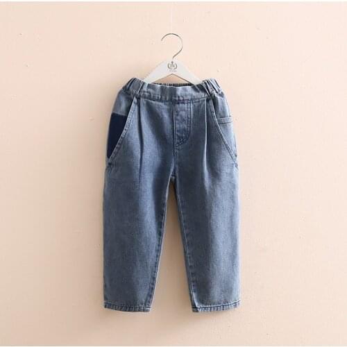 Kids Jeans Casual Loose Spring Autumn Denim Pants for Girls 3 4 5 6 7 8 9 Years Toddler Girl Trousers Elastic Waist Baby Jeans