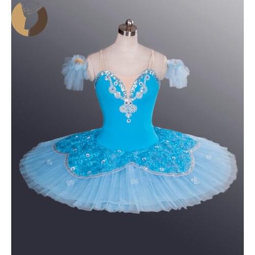 FLTOTURE Professional Classical Ballet Pancake Blue Tutu Blue Bird Dance Stage Costumes Ballerina Ballet Competition Tutu Skirts