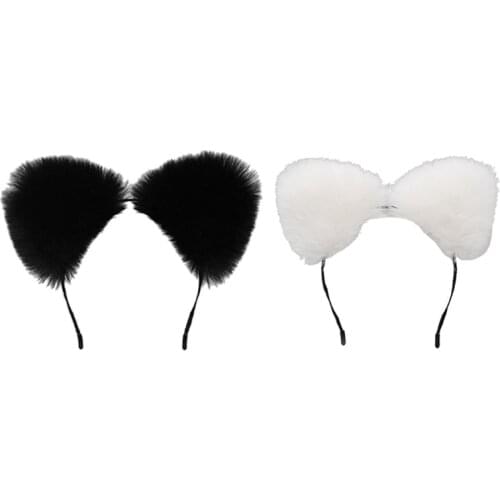 Lolita Plush Hair Hoop Animal Cat Ears Headwear Furry Headband Cute Headpiece Anime Fancy Dress Cosplay Accessories