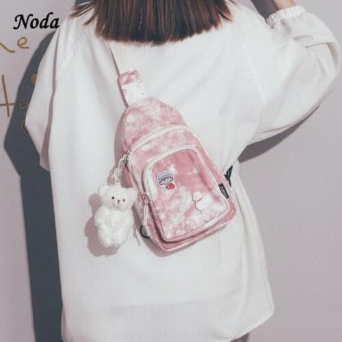 Tie-dye Canvas Bag 2021 New Fashion Ins Korean Version of Harajuku Wild Chest Bag Cute Girl Student Messenger Bag
