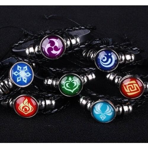 Game Genshin Impact Cosplay Prop Eye of God Water Wind Thunder Fire Rock Ice Element Luminous Bracelet