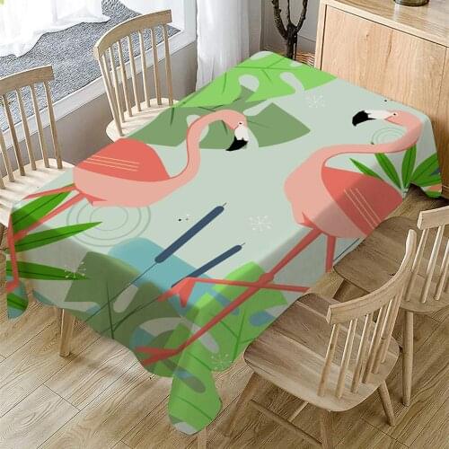 Flamingo Painting TableclothWaterproof Oilproof Rectangular Table Cloth Hotel Restaurant Family Practical Tablecloth