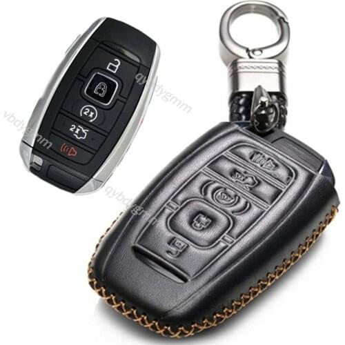 Leather Remote Start Car Key Case Protector Holder Auto Accessories For Lincoln MKC MKZ MKX Navigator Continental 2017-2020