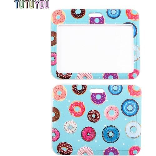PC3160 Fashion Sweets Donuts Creative Card Holder ID Holder Bus Card Holder Staff Card Lanyard For Keys Phone DIY Hang Rope
