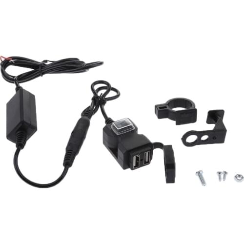 9-90V Dual USB Motorcycle Mobile Phone Power Supply Charger Port Socket