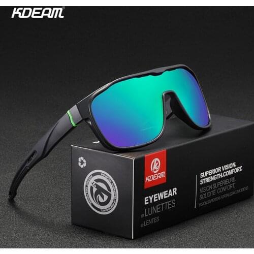 KDEAM High Quality Fashion One Piece Sunglasses Polarized Men Mirror Sport Sunglass Quality Safety UV400 Shades Glasses With Box