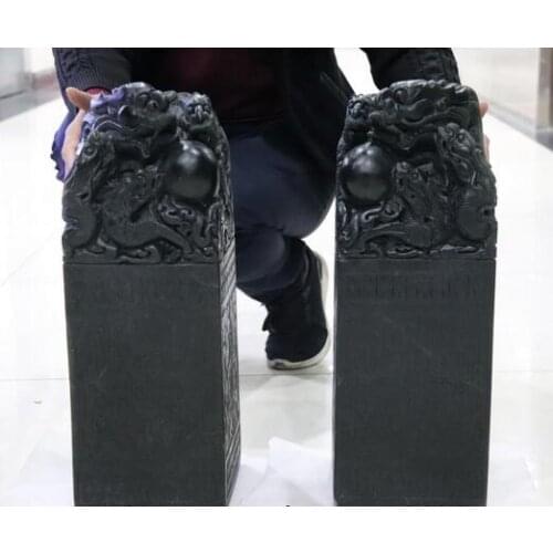 Natural Yellow Jade Four Animal Beast Dragon Pixiu Phoenix Seal Stamp Signet Set