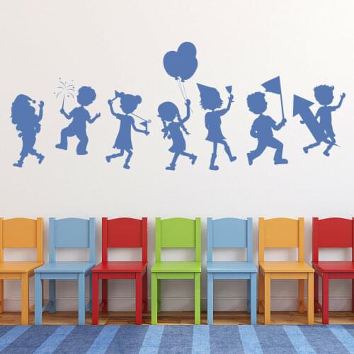 Childrens Party Wall Sticker School Nursery Classroom Play Zone Interior Decor Door Window Vinyl Sticker Kids Bedroom Mural M985