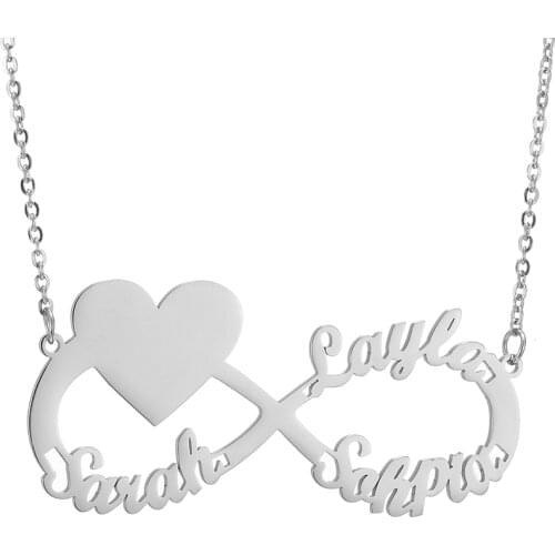 Customized Name Personalized Necklaces Stainless Steel Heart Shaped Pendant Necklaces For Women Fashion Jewelry 3 Colors