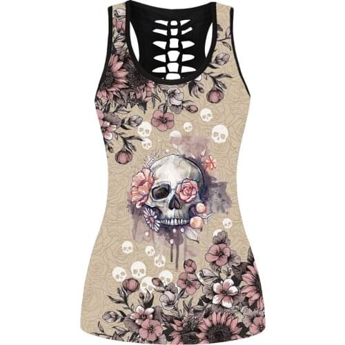 New Summer Sexy Running Vests Skull Halloween Printing Grey Sports Tops 6 Patterns S To 4xL
