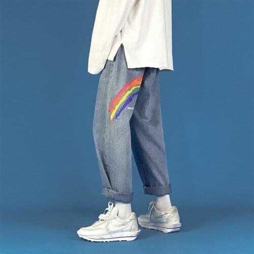 Wholesale 2020 Loose jeans womens wide-legged 2021 new style popular high-waisted thin all-match drape small straight trousers