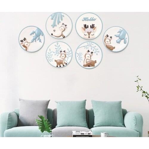 Resin Charms Nordic Style Wall Home Decor Cartoon Deer Childrens Room Wall Hanging Artwork Decors Christmas Gifts