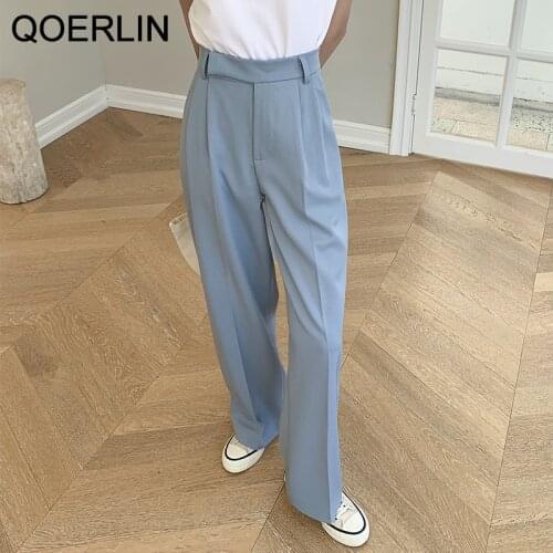 QoerliN Spring Summer Suit Pant Korean Style Women High Waist Straight Long Trouser Plus Size Wide Leg Loose Casual Pants Office