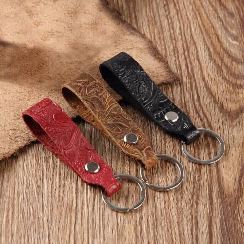 Handmade Women Car Leather Keychain for Men Waist Hanging Pattern Keyring Wallet Key Rope Male Key Holder Jewelry Gift