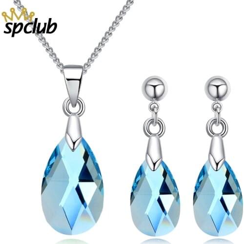 Water Drop Crystals from Swarovski Wedding Jewelry Sets Luxury Crystal Bridal Jewelry Set For Bridesmaids Anniversary Gift