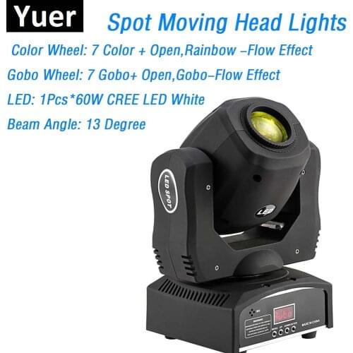 CREE LEDS White 60W Mini LED Moving Head Gobo Lights DMX Stage Spot Lights Club Dj Stage Lighting Effect DMX 9/11 Channels