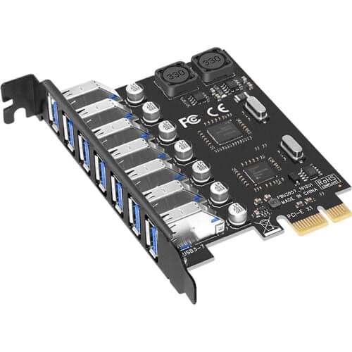 USB 3.0 PCI-E Expansion Card Adapter 7 Ports USB 3.0 Hub Adapter External Controller PCI-E Extender PCI Express Card for Desktop