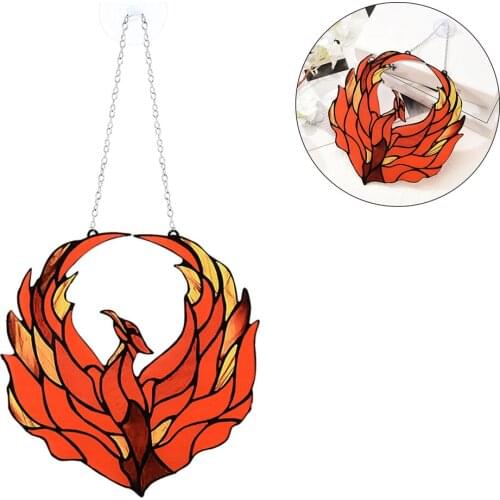 Stained Glass Window Panel Phoenix Spreading Hanging