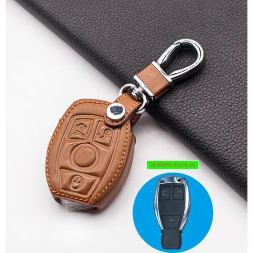 Hight quality metal + leather key case cover protective case holder for mercedes benz a b r g class glk gla w204 w251 w463 w176