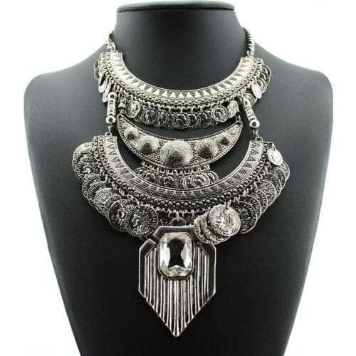 Retro luxury Big Choker Statement Party Tassel Necklace For Women Coin Collier 2019 Fashion Jewellery