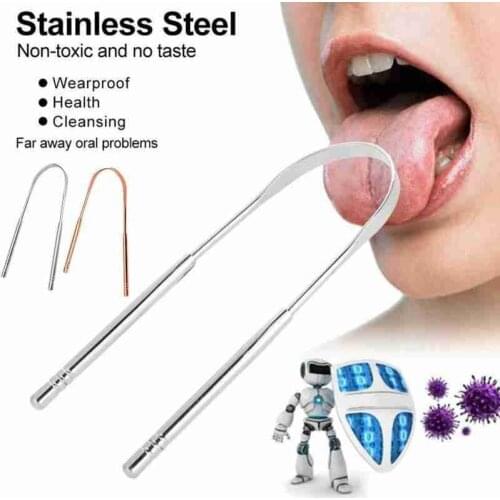 1pcs Tongue Scraper Cleaner Metal Copper Cleaning Scraper Tongue Toothbrush Dental Oral Care Hygiene Tool