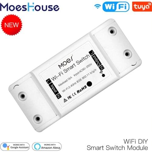 16A DIY WiFi Smart Light Switch Universal Breaker Timer Smart Life APP Wireless Remote Control Works with Alexa Google Home