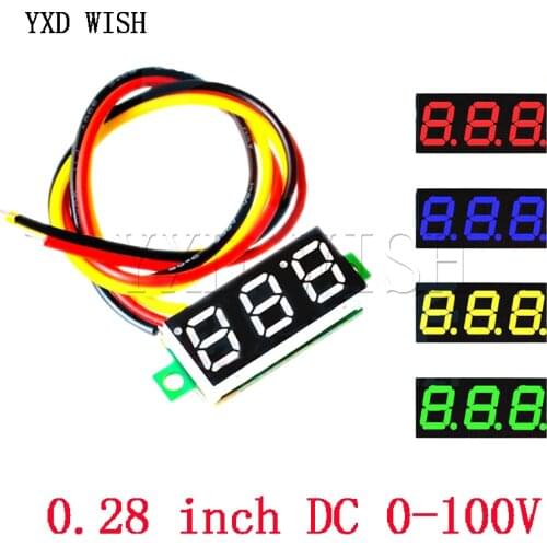 0.28 inch DC 0-100V 3-Wire Mini Gauge voltage meter Voltmeter LED Display Digital Panel Voltmeter Meter Detector Monitor Tools
