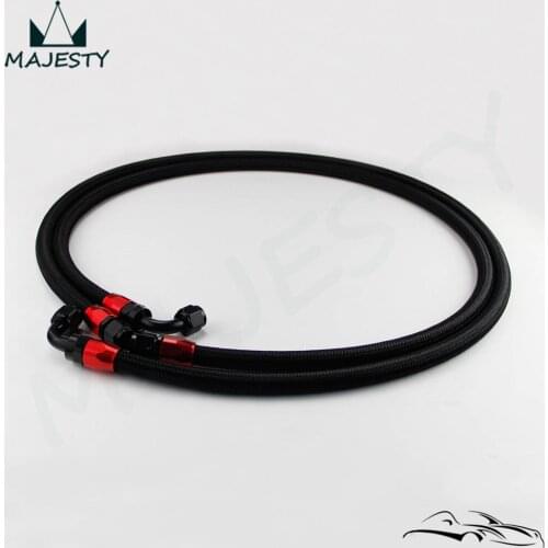 8AN Nylon Steel Braided Oil Cooler Filter Hose Oil Fuel Line 1.4mm &1.6m Black+ Fittings