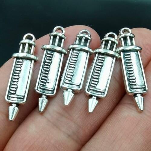 Antiquing 20pcsMedicine Charms Syringe Charms Pendants Jewelry Making Stethoscope Charms For DIY Handmade Craft