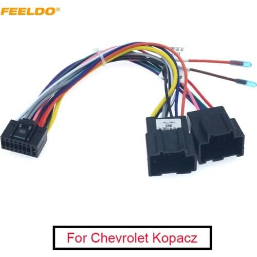 FEELDO 1PC Car Radio Audio 16PIN DVD Player Power Calbe Adaptor For Chevrolet Kopacz Stereo Wire Plug Wiring Harness