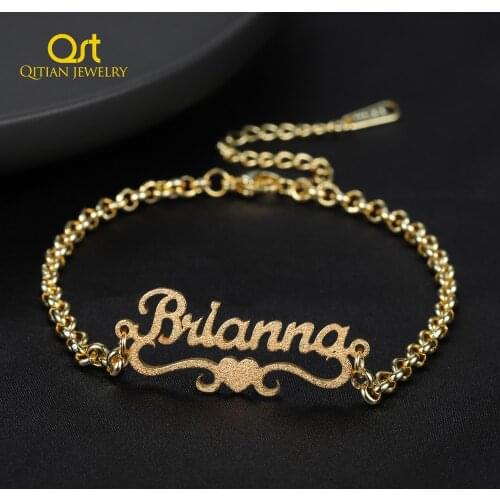 Personalized Custom Heart Name bracelet Charms High quality stainless steel Bracelet Frosted and Gilded Jewelry For Women Gift