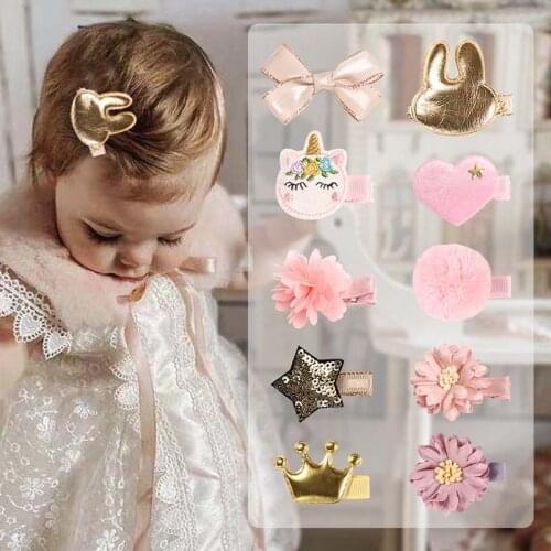 Childrens Hair Clip Fashion All-match Sequin Crown Star Love Bow Hairpin Shiny Crown Heart Star Hair Clips Children Gift