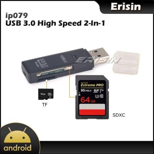 Erisin IP079 USB 3.0 Memory Card Reader High Speed 2 in 1 Micro SD SDHC SDXC TF up to 128GB