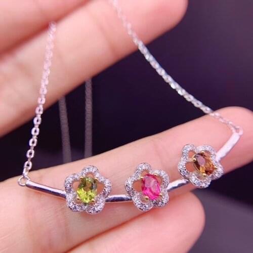 Hongkong designer latest design natural tourmaline necklace, multi color, 925 silver high-end color treasure