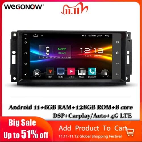 HD DSP Android 10.0 4G 64G Car Player GPS Map WIFI BT RDS Radio For Jeep Compass Commander Wrangler Chrysler Sebrin Sebring 330C