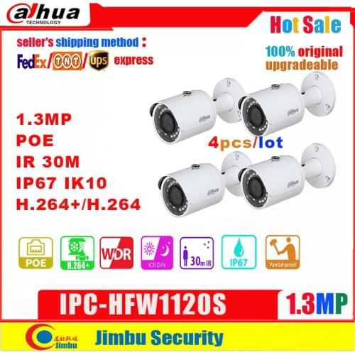 Dahua IP Camera 1.3MP IPC-HFW1120S POE IR30m H.264+ waterproof IP67 English firmware can be upgraded bullet camera CCTV