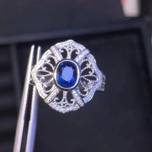 JX1028 Blue Sapphire Ring 1.08ct Real Pure 18 K Natural Unheat Royal Blue Sapphire Gemstone Diamonds Stone Female Ring